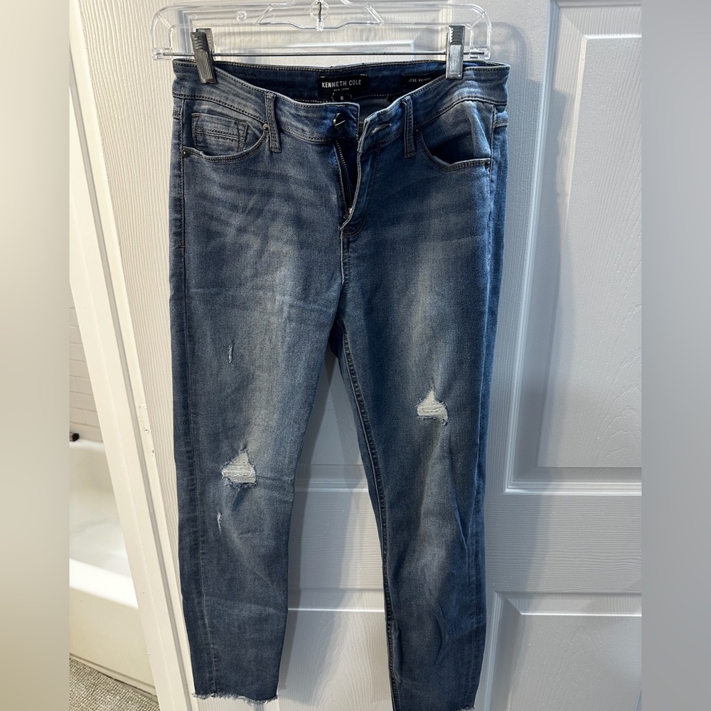 Kenneth Cole Blue Distressed Jess Skinny Jeans